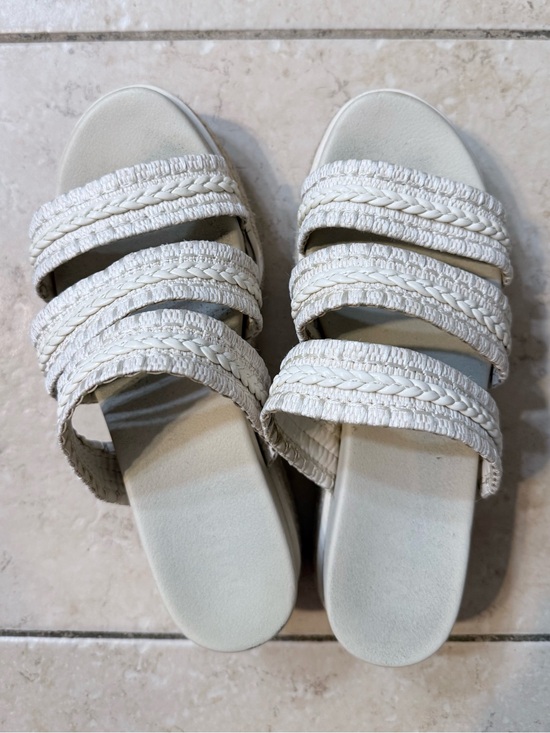 MIA Shoes - MIA Woven Strap Slide Sandals - Cream
